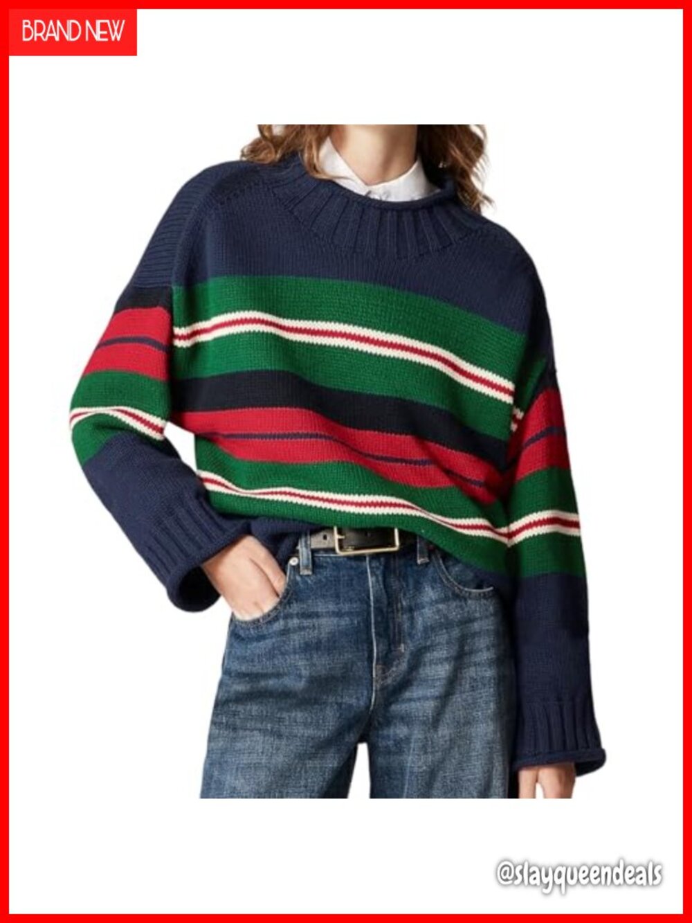Oversized Roll Neck Sweater Long Sleeve Pullover Fall Casual Top Cotton Acrylic